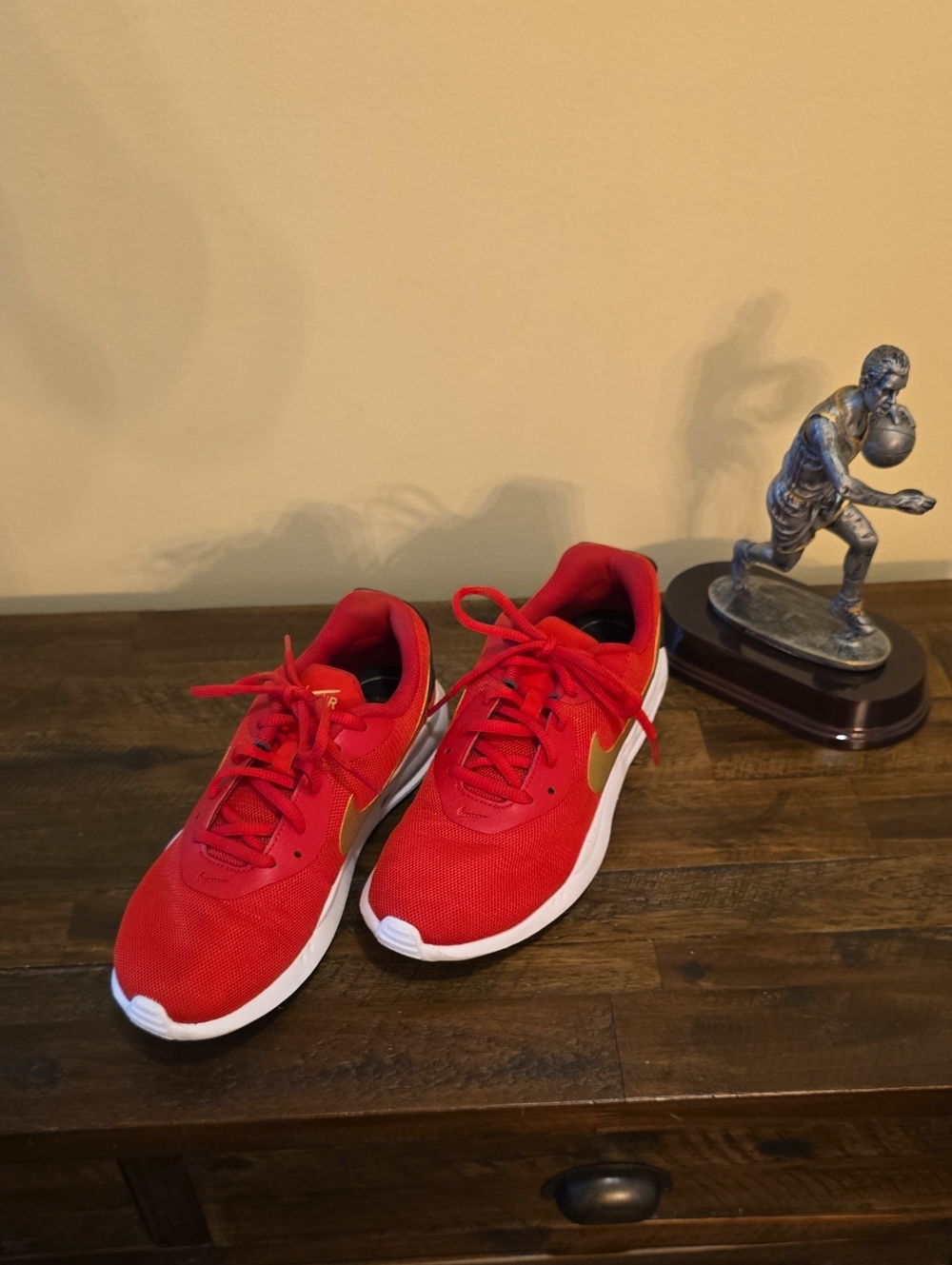 Nike Women Red Sneakers with Gold Swoosh